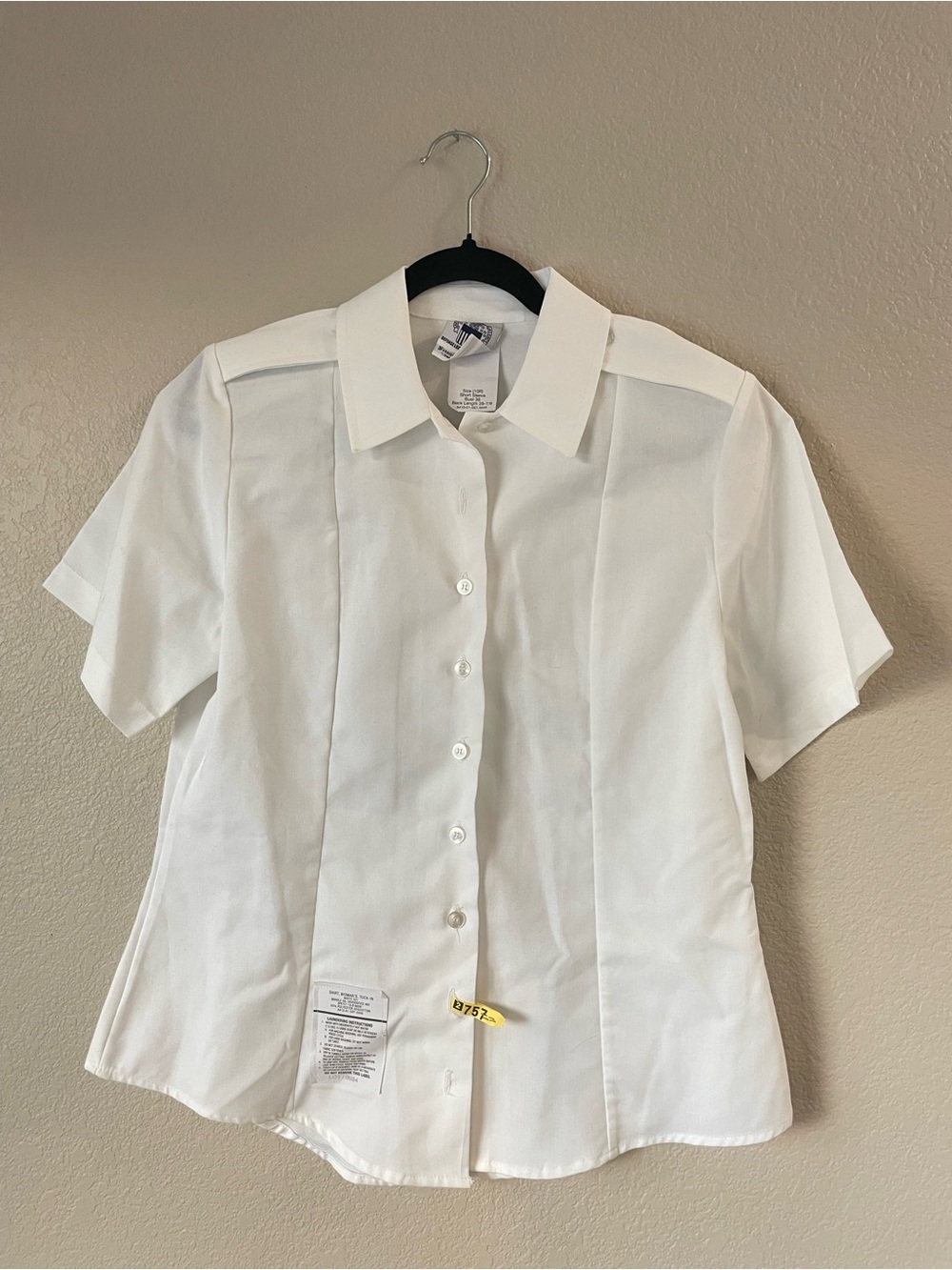 Army ASUs Womens Shirt Tuck in Classic White Short-Sleeve Button-Front Shirt 10R